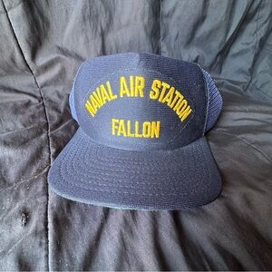 Vtg US Navy Trucker Hat US NAVAL AIR STATION FALLON Top Gun New Era made In USA